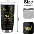 thumbnail image 5 of 80th Birthday Gifts for Men Women Friends Vintage 1943 Tumblers 80 Year Old Birthday Supplies Vintage 1943 Back in 1943 Old Time Information Stainless Steel Vacuum Insulated Tumblers 20 oz, 5 of 6