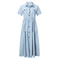 thumbnail image 6 of Womens Dresses Casual Long Casual Multi-Button Denim Skirt Multi-Pocket Denim Skirt Summer Maxi Dresses For Women 2023 Vacation, 6 of 6