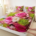 thumbnail image 3 of Homewish Floral Rose 4 Pieces Queen Sheet Sets for Teens Boys Girls,Chic Flowers Ultra Soft Flat Sheet,Pink Green Queen Fitted Sheet,Ultra Soft Home Decor, 3 of 7