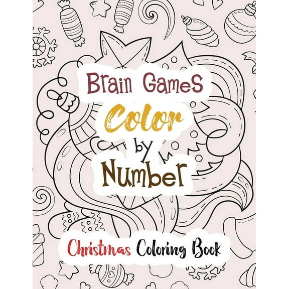 Brain Games Color by Number: Christmas Coloring Book, Color by Number Books, A Christian Coloring Book gift card alternative, Guided Coloring Book for Beginners, (Paperback)