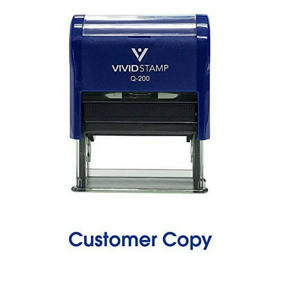 Vivid Stamp Customer Copy Self Inking Rubber Stamp (Blue Ink) - Large