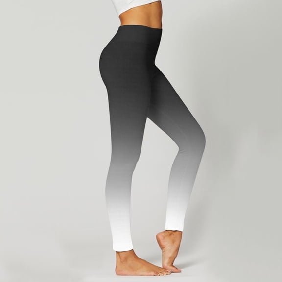 WILLBEST Pantalones de Yoga de Cintura Alta Para Mujer, Mallas Deportivas Con Estampado Degradado Para Correr, Cómodas y Elásticas Para Fitness Mediana