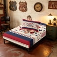 thumbnail image 4 of Manfei Sweet Heart Stars Twin Sheets, Firework Stripe Bedding, Red White Blue, Black Reversible 3-Piece (1 Flat Sheet, 1 Fitted Sheet and 1 Pillowcase), 4 of 6