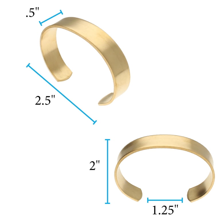 The Beadsmith Raw Brass Adjustable Bracelet Cuff - 0.5" Wide Flat Bangle For Men & Women