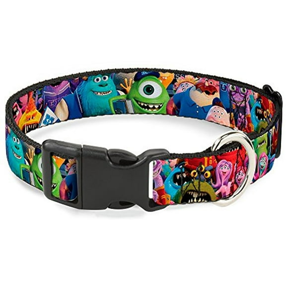 buckle-down monsters university stacked disney breakaway plastic clip collar, narrow-large