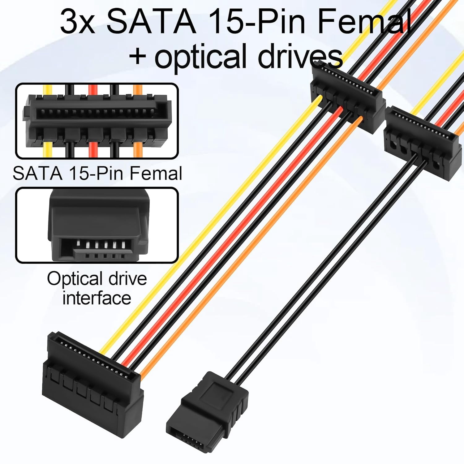 HRTGFD-OptiPlex 3040 5040 7040 MT SATA Power Cable Small 8Pin to 3X 15Pin SATA + 6Pin SATA Power Cord for Hard Drive/Optical Drive