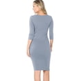 thumbnail image 5 of Womens 3/4 Quarter Sleeve Bodycon Fitted Knee Length Midi Dress, 5 of 7