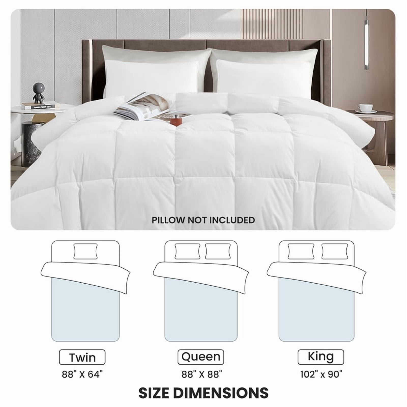 Lux Decor Premium Twin Comforter Down Alternative - All Season Box Stitched Quilted Duvet Insert with Corner Tabs, Machine Washable Bedding - Oekotex Certified - White