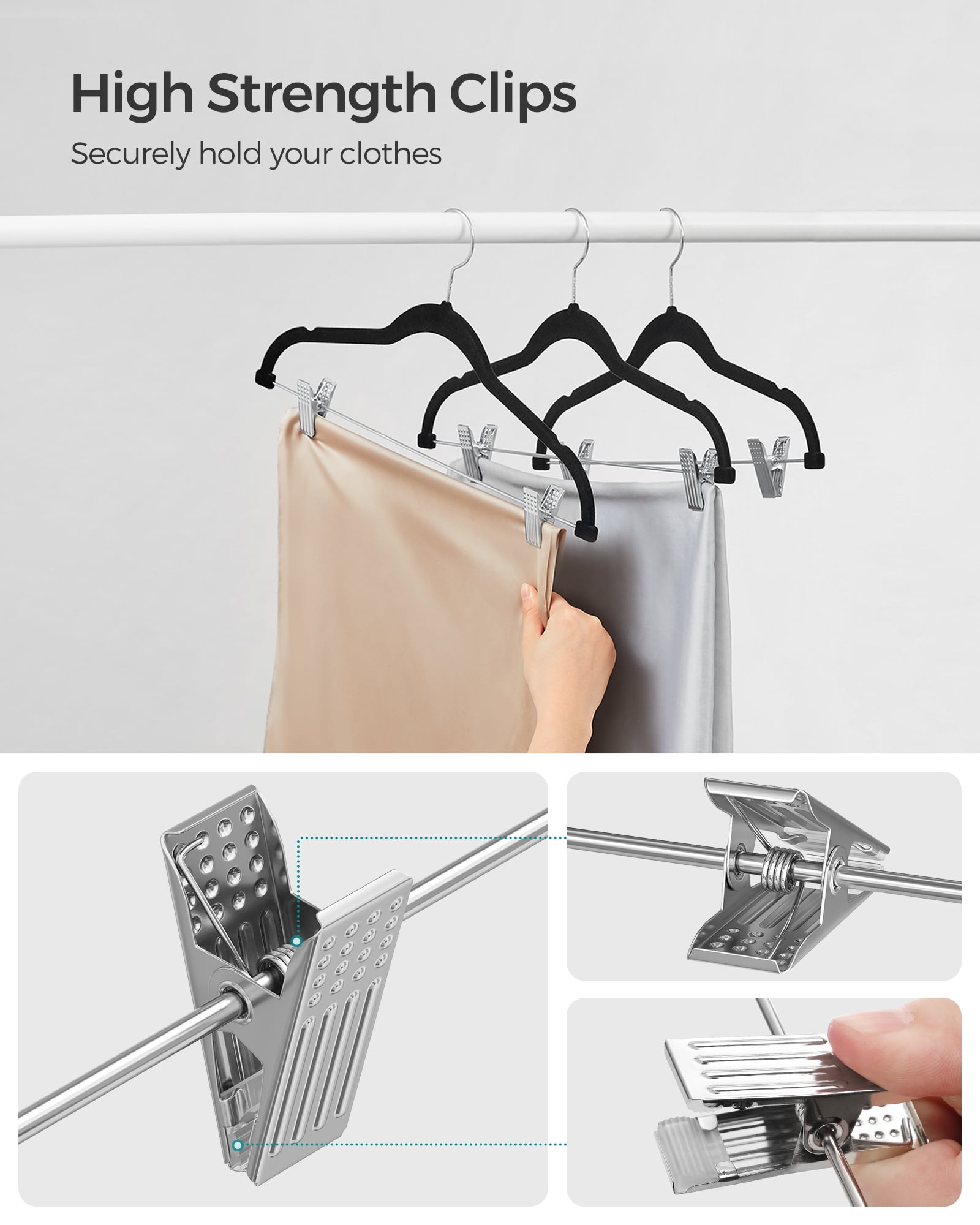 30-Pack Pants Hangers, 16.7-Inch Long Velvet Hangers with Adjustable Clips, Heavy-Duty, Non-Slip Skirt Hangers, Velvet Pants Hangers