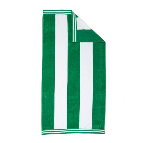 Toalla Superior Cabana de algodón a rayas, 86 x 163 cm, color verde oscuro