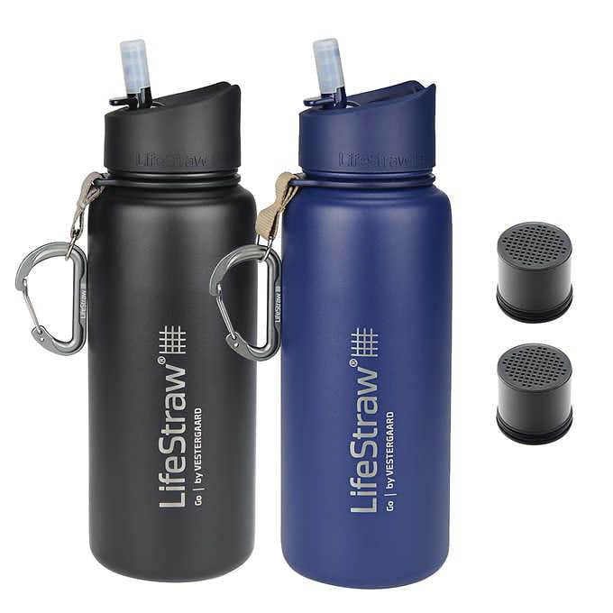 LifeStraw Go Insulated Stainless Steel Water Bottle with Filter, 2-pack Lifestraw Stainless Steel Water Bottle