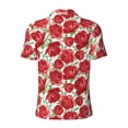 thumbnail image 4 of Rocae Rose Flowers for Men's Short Sleeve Polo Shirt, Quick Drying Performance Moisture Wicking Sports Men's Golf Shirt 3X-Large, 4 of 9
