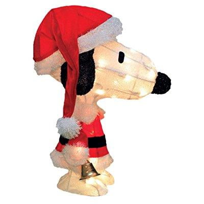 - 18 pre-lit peanuts soft tinsel santa claus snoopy christmas yard art decoration - clear lights
