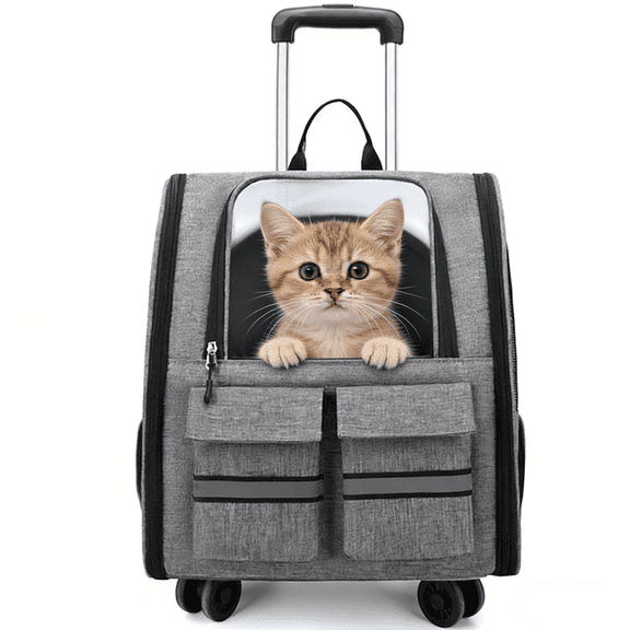 Arcticwind Cat Carrier Dog Carrier Pet Carrier Backpack, Pet Carrying Backpack, w/ Mesh Ventilation Windows & Removable Wheels, Weight Limit 33 lbs, Outdoor Waterproof Travel Puppy Carrier (Gray)