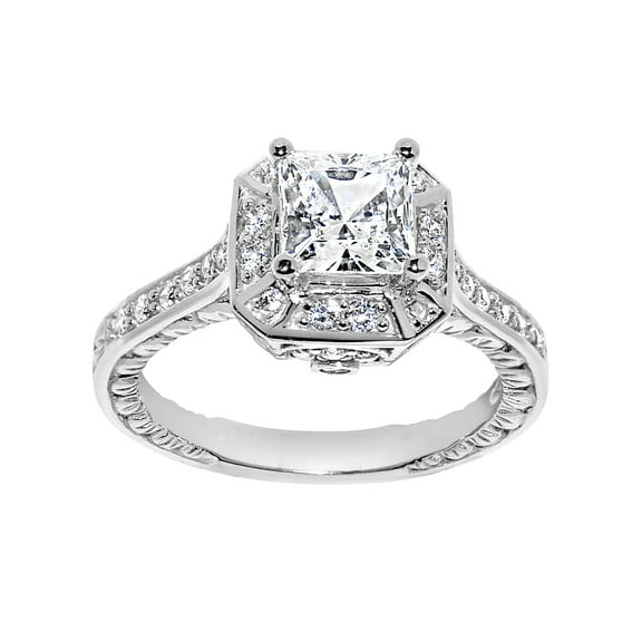 Dimaya Fine Jewelry 14K White Gold 1 3/4ct TGW Princess-cut Cubic Zirconia Engagement Ring
