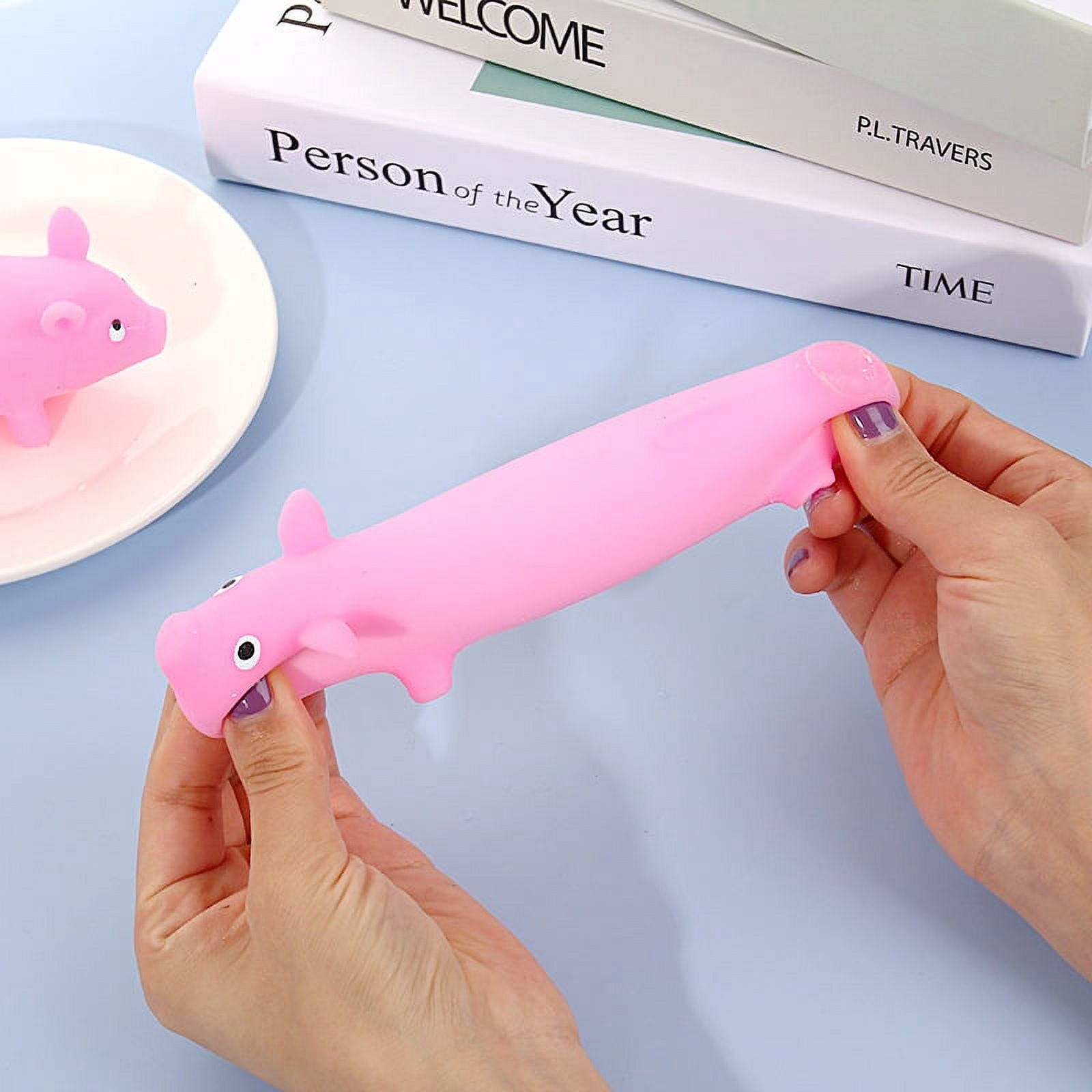Generic Squeeze Pig Juguete para Aliviar el Estrés Suave Elástico Rosa Indestructible Fidget Juego Sensorial para el Manejo de la Ansiedad Material Caucho Termoplástico 3 Piezas para Adultos, Niños