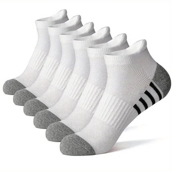5 Pairs Ankle Compression Socks for Men & Women, Low Cut Sport Socks for Running, Athletic, Cycling, White