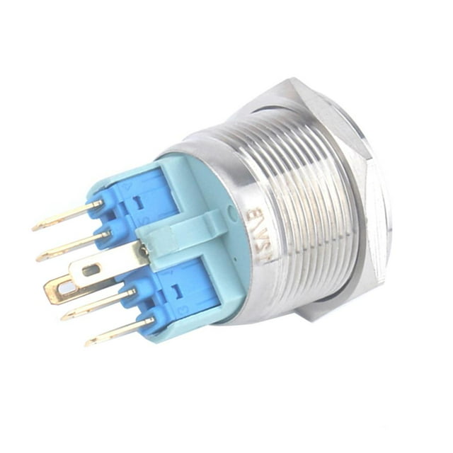 Interruptor de botón momentáneo perfecl 25 mm 1NO1NC Acero inoxidable LED azul