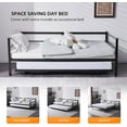 thumbnail image 4 of VINGLI Daybed with Pop Up Trundle, Heavy Duty Metal Twin Bed with Trundle, No Box Spring Needed, Black, 4 of 9