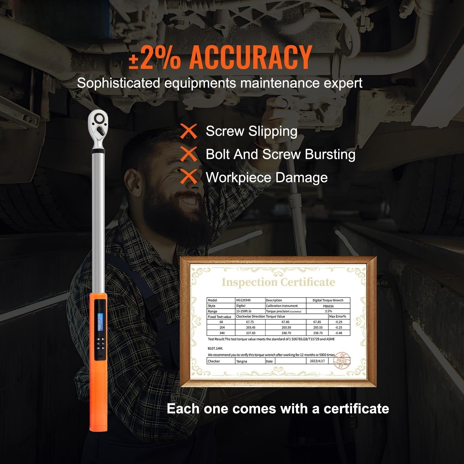 VEVOR Digital Torque Wrench, 1/2" Drive Electronic Torque Wrench, Torque Wrench Kit 25-250ft.lb/34-340n.m Torque Range Accurate to ±2%, 3-Mode Adjustable Torque Wrench Set
