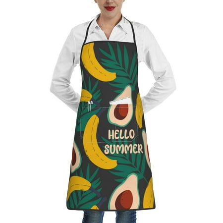 

Matuu Banana And Avocado for Adjustable Cooking Aprons for Women with Pockets Kitchen Aprons for Men Water and Oil Resistant