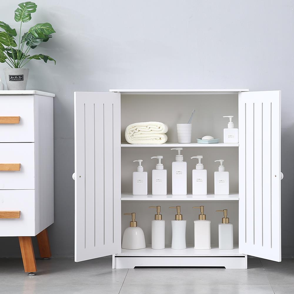 Ubesgoo Bathroom Floor Storage Cabinet Space Saver Organizer Double Door Walmart Com Walmart Com