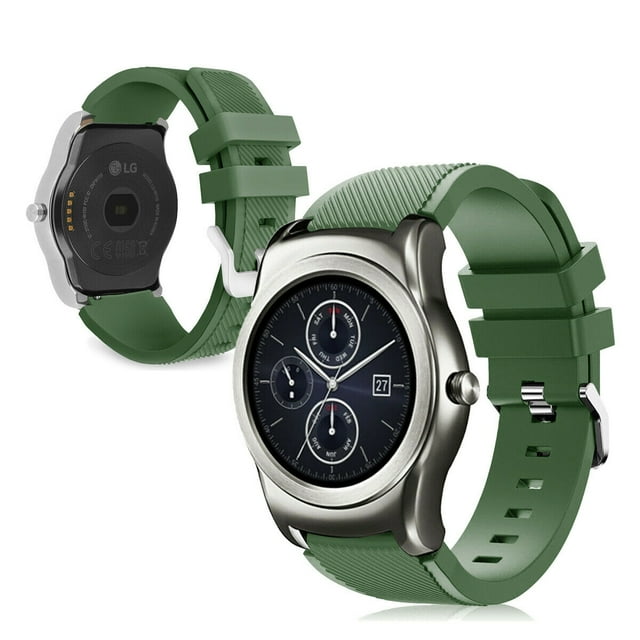 Mignova Watch Band For LG Watch R W100/LG Watch Urbane W150,Sport Silicone Strap Quick Release Soft Rubber Replacement Watch Bands for LG Watch R W100/LG Watch Urbane W150(Dark Green)