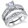 thumbnail image 1 of Bague de Fiançailles de Mariage pour Femmes 1 Carat en Zircon Cubique Radieux et Argent Sterling 925 Ensemble 7, 1 of 4