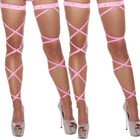 

Sedceaty Women Sexy Crystal Thigh High Stockings Hollow Out Solid Color Rhinestone Cross Strap Socks Fishnet Wraps Strappy Club Tights