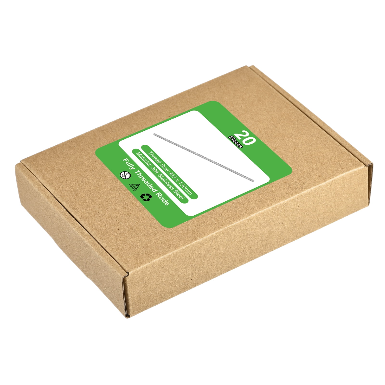 20Pcs M3-0.5x130mm Fully Threaded Rods, 304 Stainless Steel Thread Bar Studs