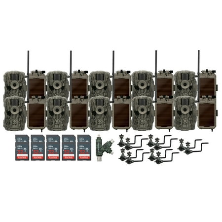 Stealth Cam 36MP Fusion Max Cellular Trail Camera (10-Pack) Bundle with 10x Lithium Solar Power Panel 10x Trail Camera Holder 10x 32GB Memory Card and Card Reader (41 Items)