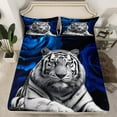 thumbnail image 2 of Manfei Wild Tiger Pattern Full Size Sheets,Rustic Farmhouse Cabin Bed Sheets,Blue Gray Sheet Sets For Boys Kids,Super Cozy Room Decor,4 Pieces, 2 of 7