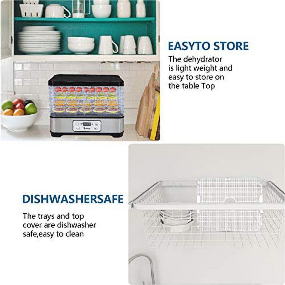Kepooman Large Food Dehydrator with 5pcs Movable Trays, Temperature Time Adjustable, Height Adjustable, Fruit Dryer Meat Jerky Herbs BPA-Free Kepooman Large Food Dehydrator with 5pcs Movable Trays, Temperature Time Adjustable, Height Adjustable, Fruit Dryer Meat Jerky Herbs BPA-Free