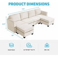 thumbnail image 3 of BALUS U Shaped Sectional Sofa, Convertible Modular Sectional Sofa with Storage Ottomans, 6 Seater Furniture Sets for Living Room (Beige), 3 of 9