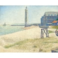 thumbnail image 2 of Seurat, Georges 18x15 White Modern Wood Framed Museum Art Print Titled - The Lighthouse at Honfleur, 2 of 4