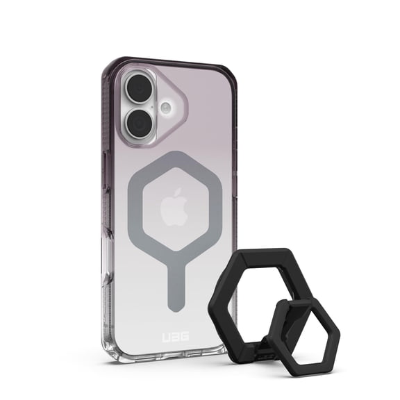 UAG iPhone 17 Case 6.3" Plyo Compatible with MagSafe Anti-Yellowing Transparent Protective Cover Bundle with Magnetic Ring Stand (Black/Clear Ombré Black/Black)