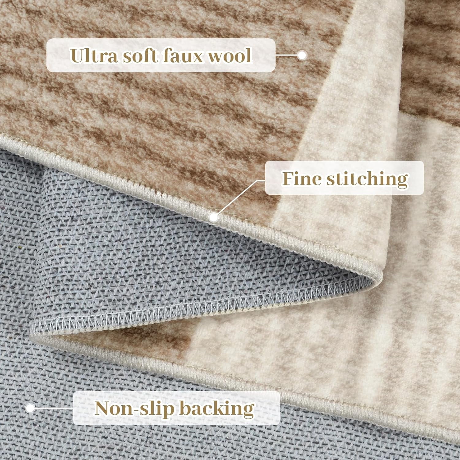 RUG ROBOT 5'x7' Area Rugs for Living Room, Washable Non-Slip Checkered Rugs for Bedroom, Dining Room, Soft Low-Pile Classic Farmhouse Geometric Indoor Large Accent Carpet, Brown