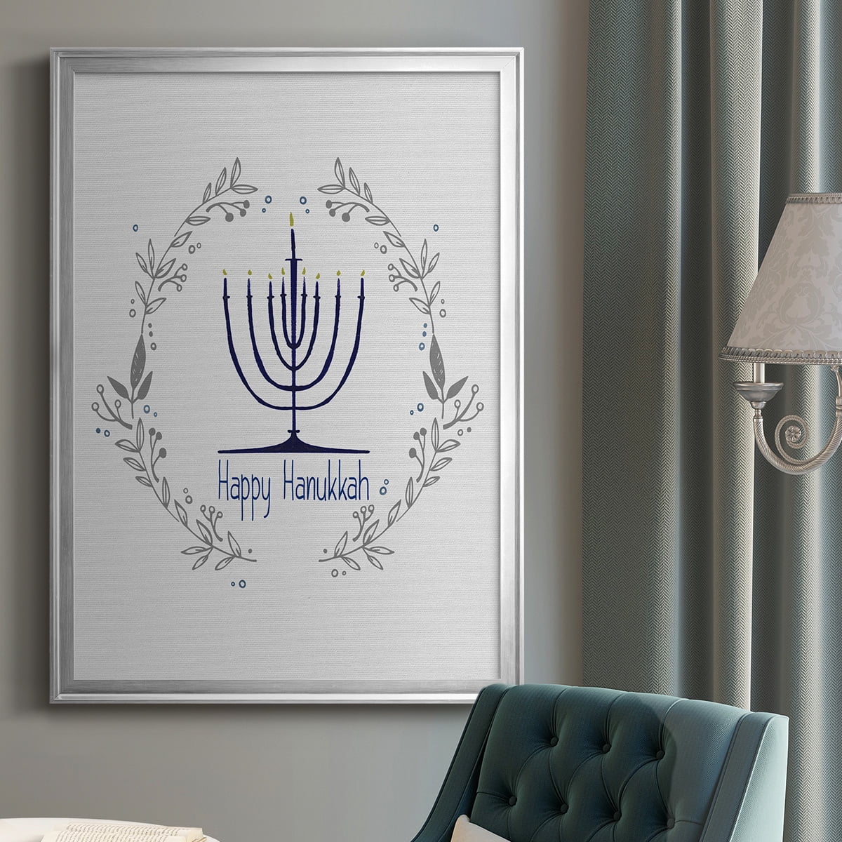 Happy Hanukkah II Premium Framed Print - Ready to Hang