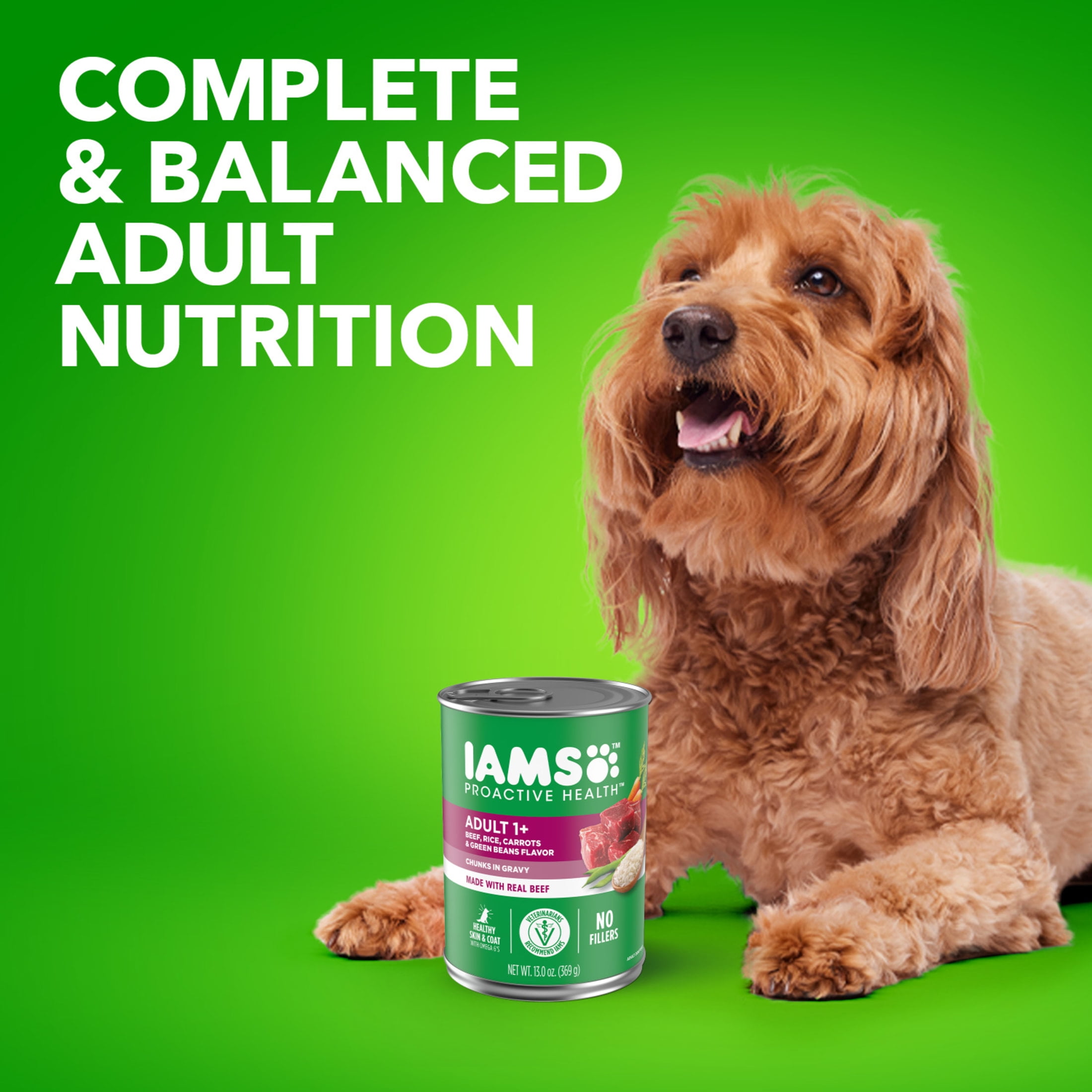 (6 pack) Iams Proactive Health Beef, Rice, Carrots, And Green Beans Gravy Wet Dog Food, 13 Oz Can