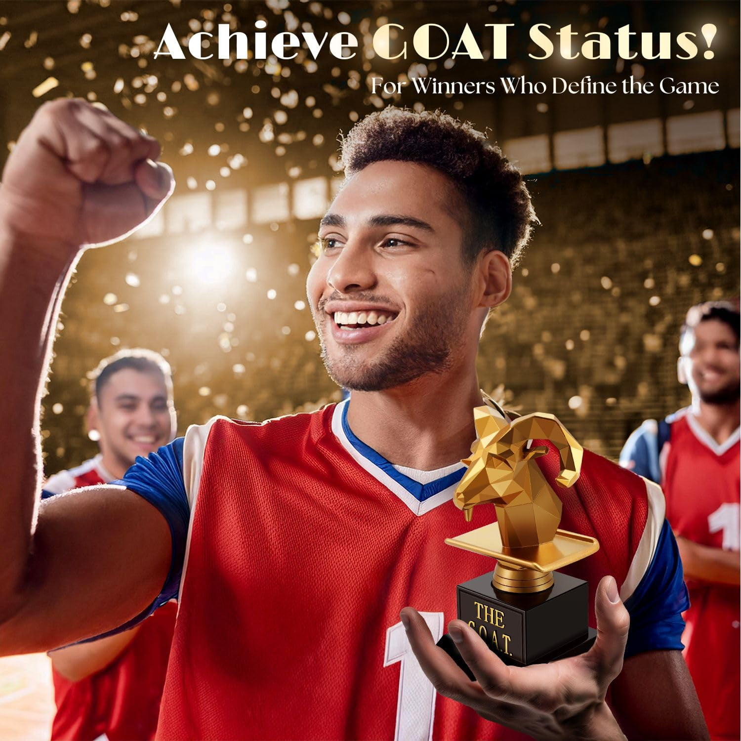 Flexzion The Goat Trophy Award - Greatest of All Time Funny Trophy for Adults, Engraved Plate with Head Goat Statue, Unique Recognition Gift Plaque for Sports, Employee, Teacher, Boss, Friend, & More