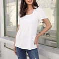 thumbnail image 2 of Timegard Womens Tops Pleated Square Neck Short Sleeve Tunic Tops Casual Travel Comfy Blouse Summer, 2 of 5