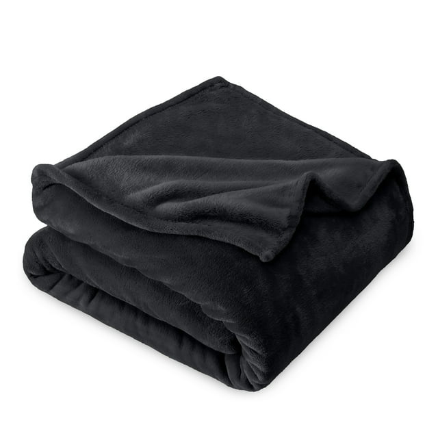 Bare Home Couverture en Molleton Microplush - 300 G/m2 - Microfibre Duveteuse - Douce et Moelleuse - Jeté TG, Noir