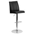 thumbnail image 1 of Contemporary Black Vinyl Adjustable Height Barstool with Vertical Stitch Panel Back and Chrome Base, 1 of 9