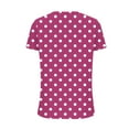 thumbnail image 5 of YeJammarp Cotton V Neck T Shirts Womens Loose Fit Elegant Retro Polka Dots Print Short Sleeve Casual Summer Tops (Small, Purple 02), 5 of 5