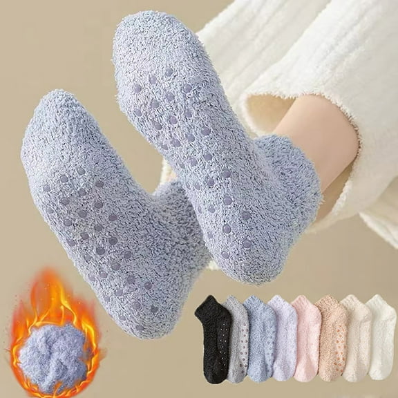 Children's Coral Fleece Grip Socks Winter Plush Thickened Non-Slip Floor Footwear