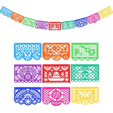 Mexicano Fiesta Papel Picado - Mexican Festival Party Decorations Paper Banner 15 Ft Long