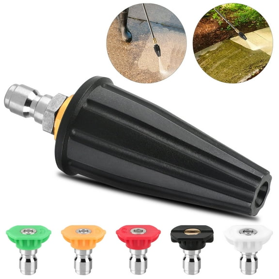 TSV 4000PSI Pressure Washer Turbo Nozzle, 360° Rotating Turbo Nozzle with 5 Spray Tips, 1/4" Quick Connect