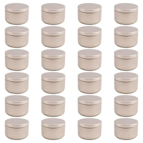 24 Pcs Candle Jar Decorative Labels Empty Storage Tins Candle Tin Can Candlestick Holders Round Tin Containers, A