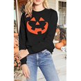 thumbnail image 2 of Chandails en Molleton Visage de Citrouille Halloween Femmes Mignon Pull Graphique Citrouille Décontracté Manches Longues Automne, 2 of 5