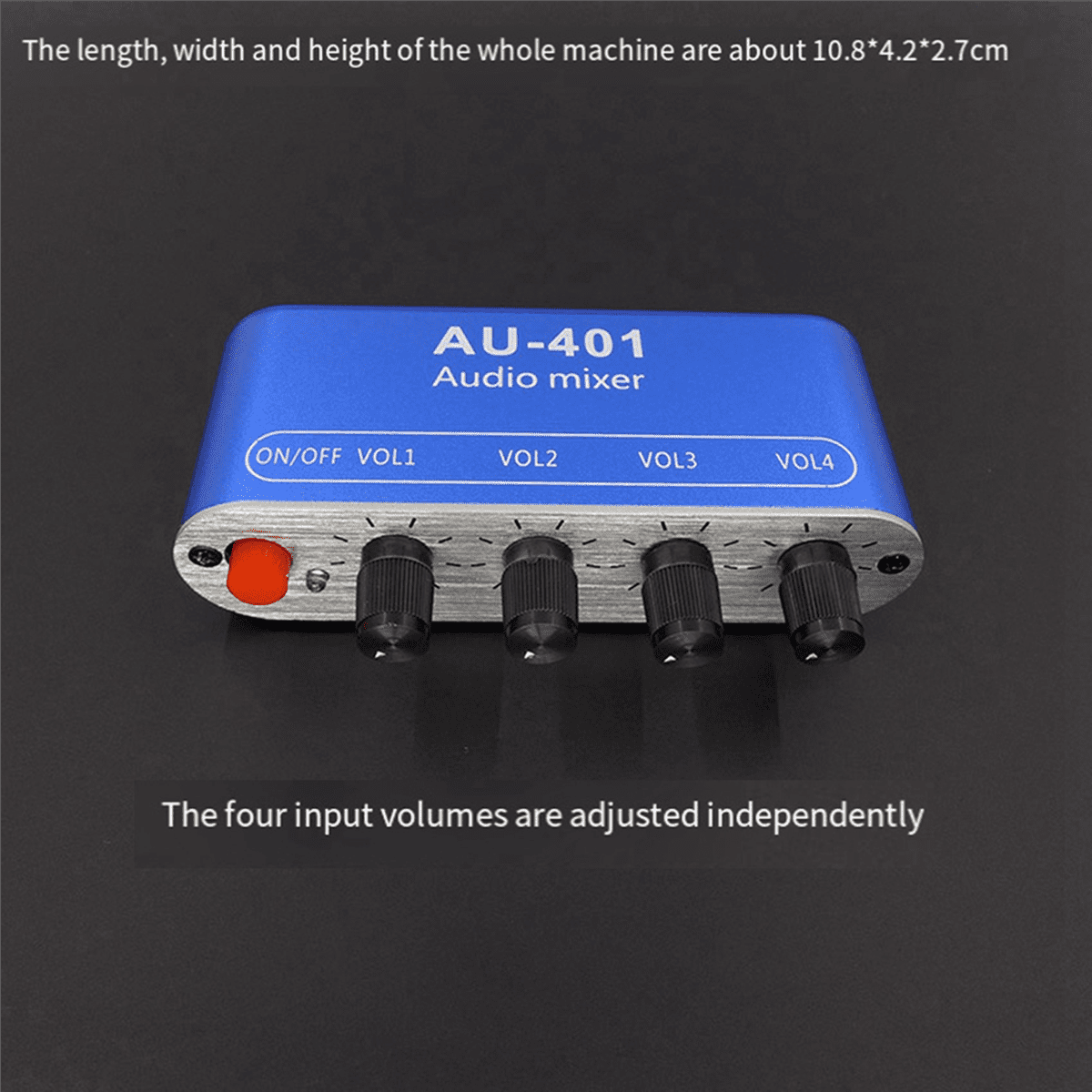 2X DC5V-12V AU-401 Stereo Audio Mixer 4 Input 1 Output Individually Controls Board Sound Mixing DIY Headphones Amplifier,2 x Audio Mixer,blue